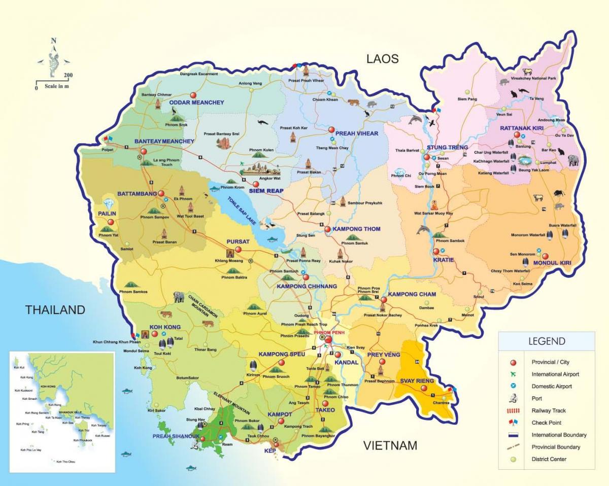 Kart over Kambodsja flyplasser