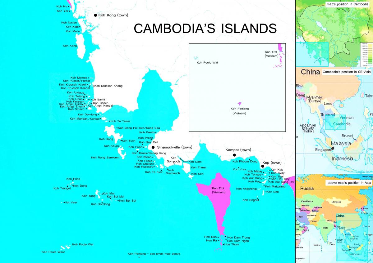 Kart over øyene Kambodsja